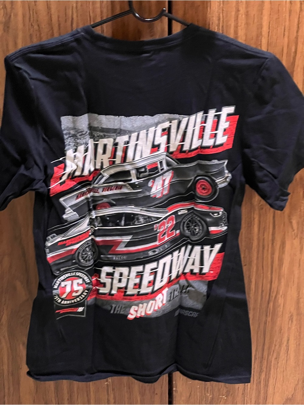 Nascar Black Tee with Red & White 75th Anniversary Patch